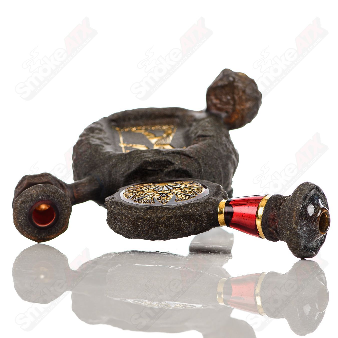 10mm Ancient Anubis Shrine Rig Green T Glass - Smoke ATX