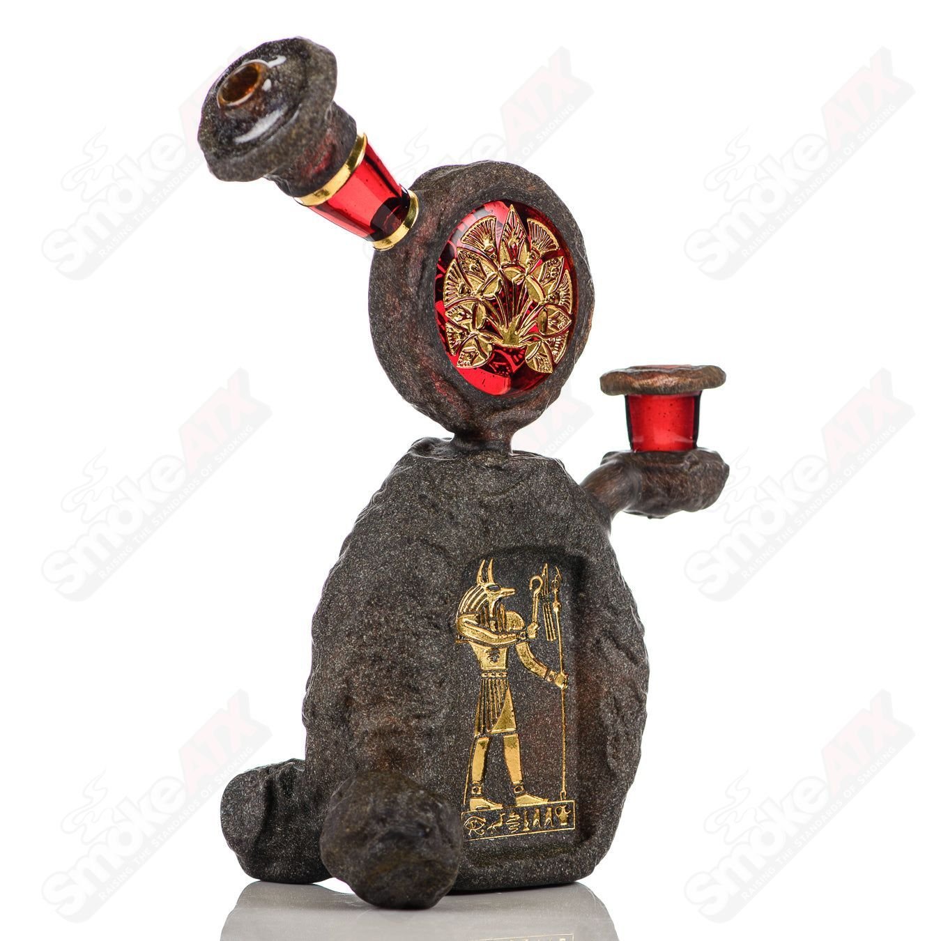 10mm Ancient Anubis Shrine Rig Green T Glass - Smoke ATX