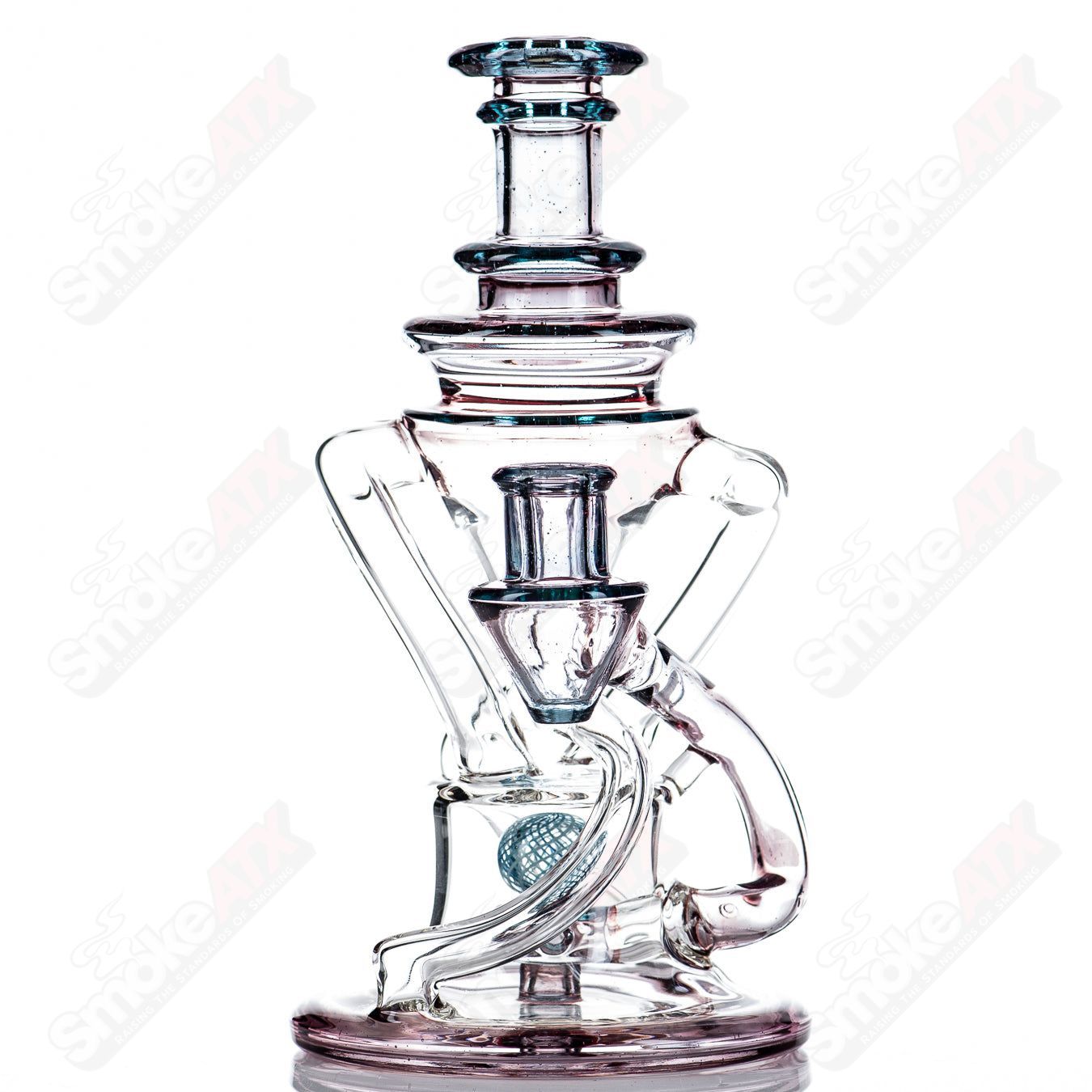 10mm V2 Double Up (Pheonix over Aquarius) Recycler Cerio Glass - Smoke ATX