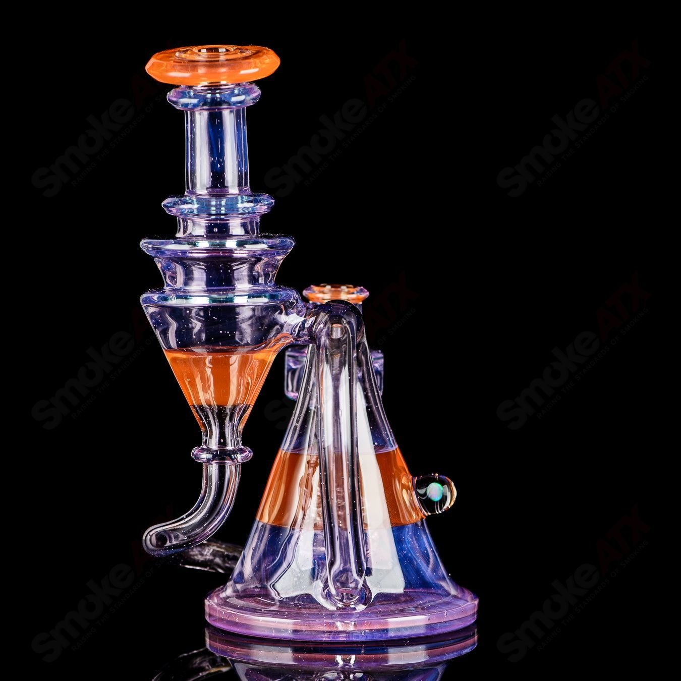 10mm V2 Quickdraw Recycler (New Age and Ghost Orange) Cerio Glass - Smoke ATX