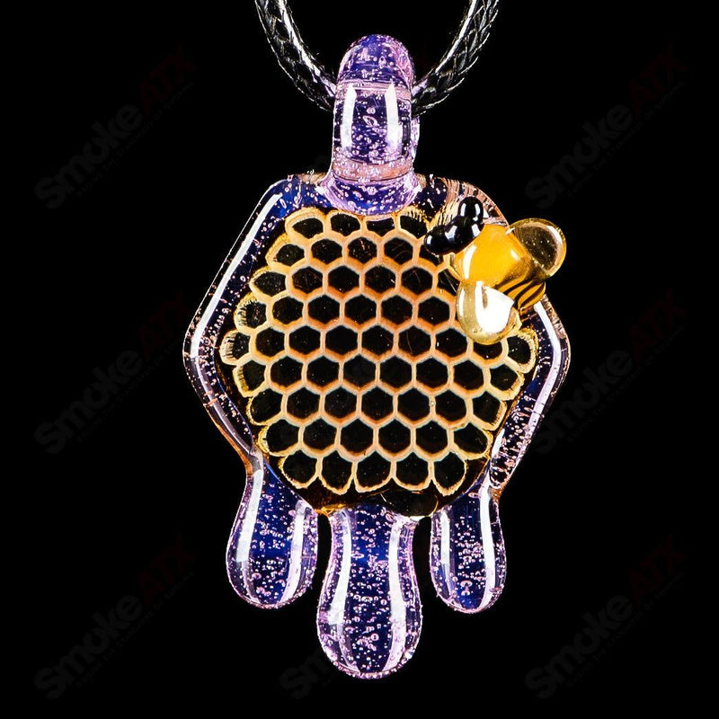 Medium Honeycomb Drip Pendant (Purple Slyme) Joe P Glass - Smoke ATX