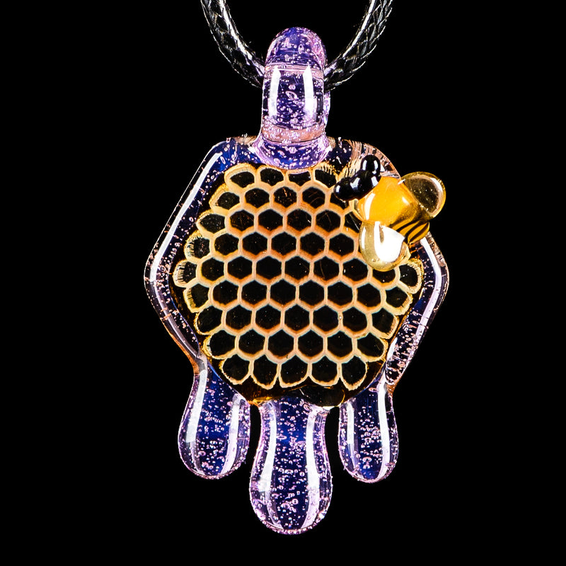 Medium Honeycomb Drip Pendant (Purple Slyme) Joe P Glass - Smoke ATX