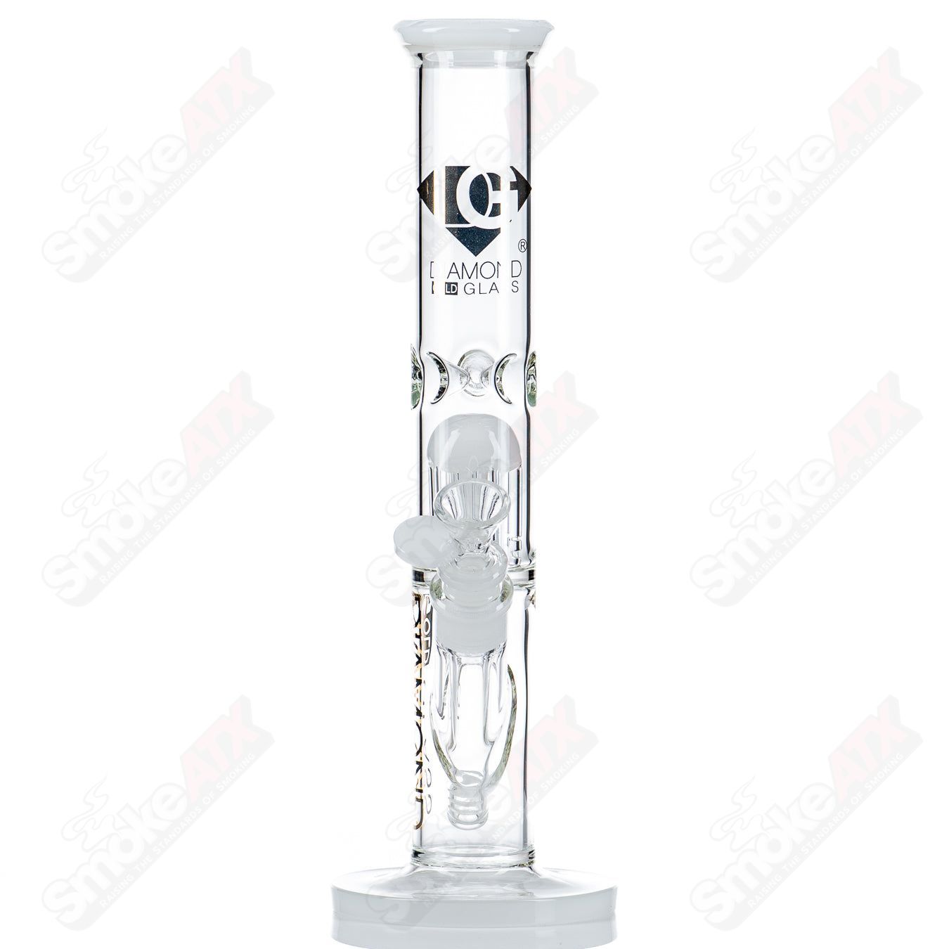 12" 6 - Arm Straight Tube (White) Diamond Glass - Smoke ATX