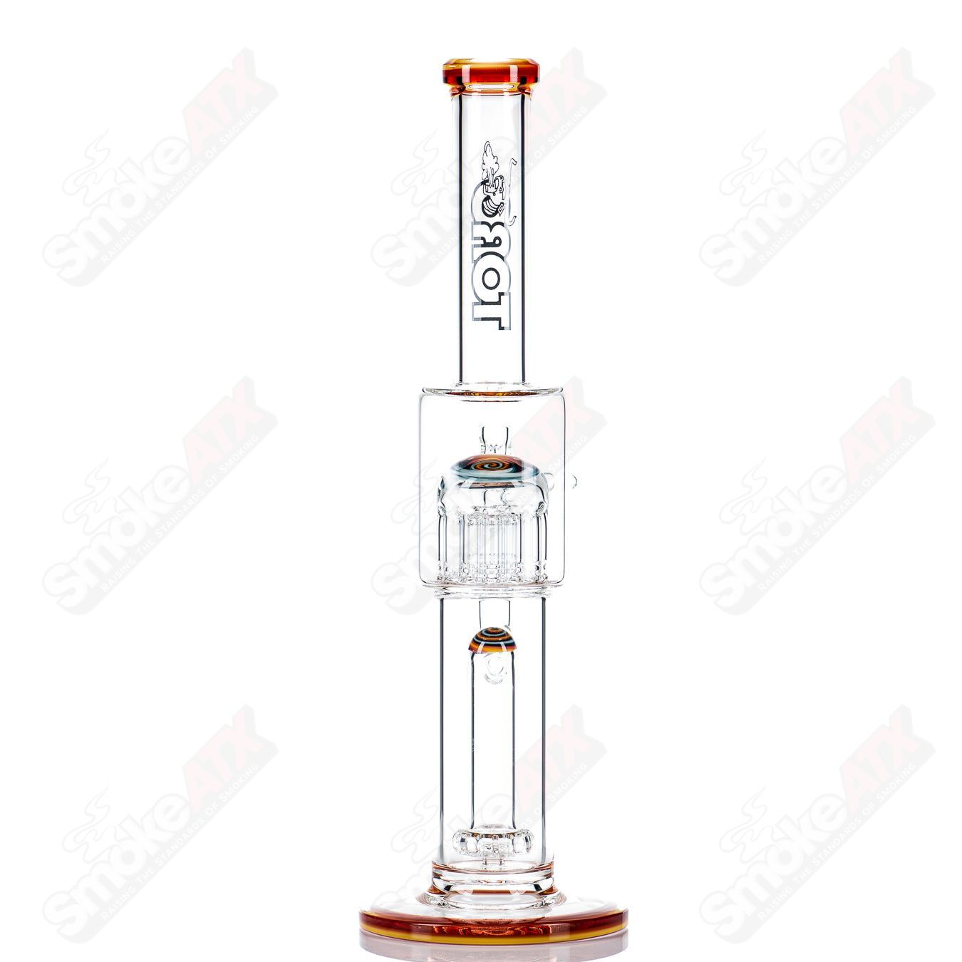 14mm Circ to 13 Arm Perc w Reversal Sections by Toro Glass - Smoke ATX