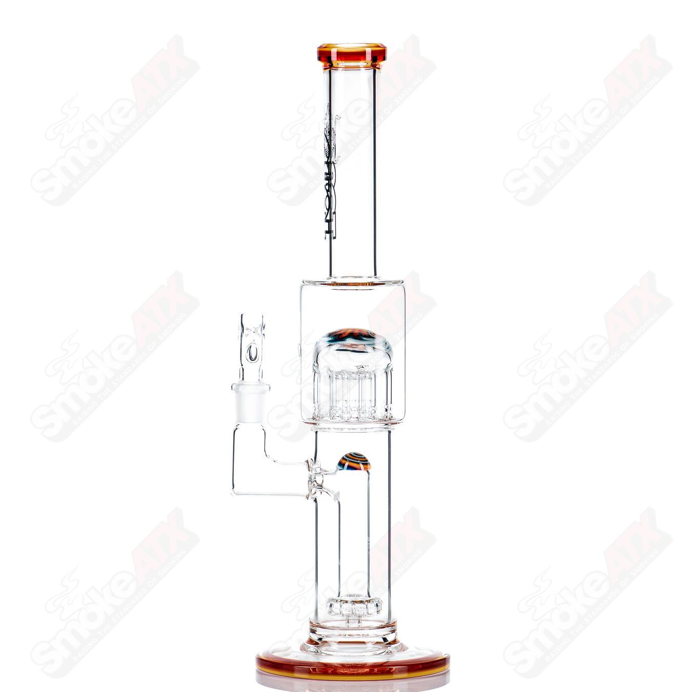14mm Circ to 13 Arm Perc w Reversal Sections by Toro Glass - Smoke ATX