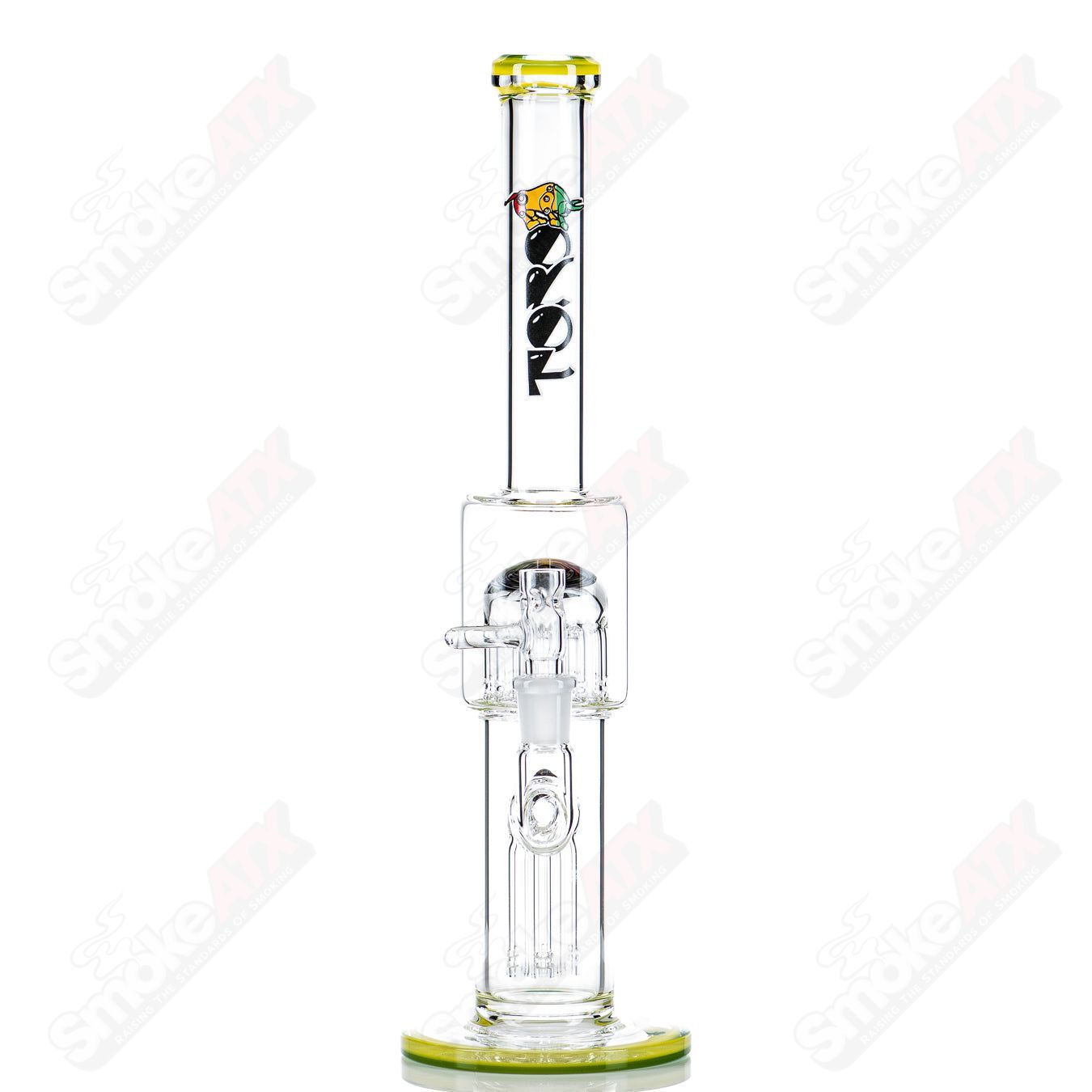 14mm Mini 7/13 Arm Perc with Reversal Sections by Toro Glass - Smoke ATX