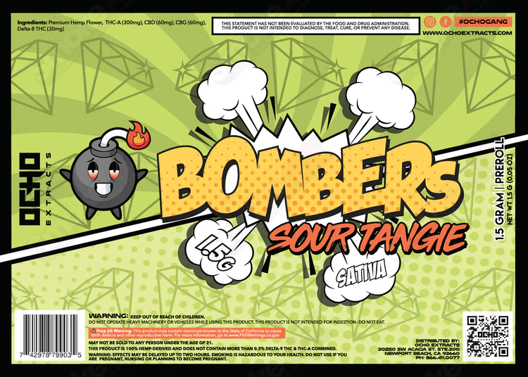 1.5g Sour Tangie THCa Ocho Bomber Preroll - Smoke ATX