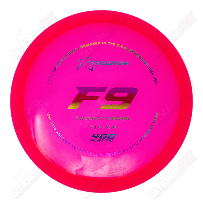 170 - 175g F9 Pink Fairway Driver Disc (Old Stamp) - 400 Plastic Prodigy Disc - Smoke ATX