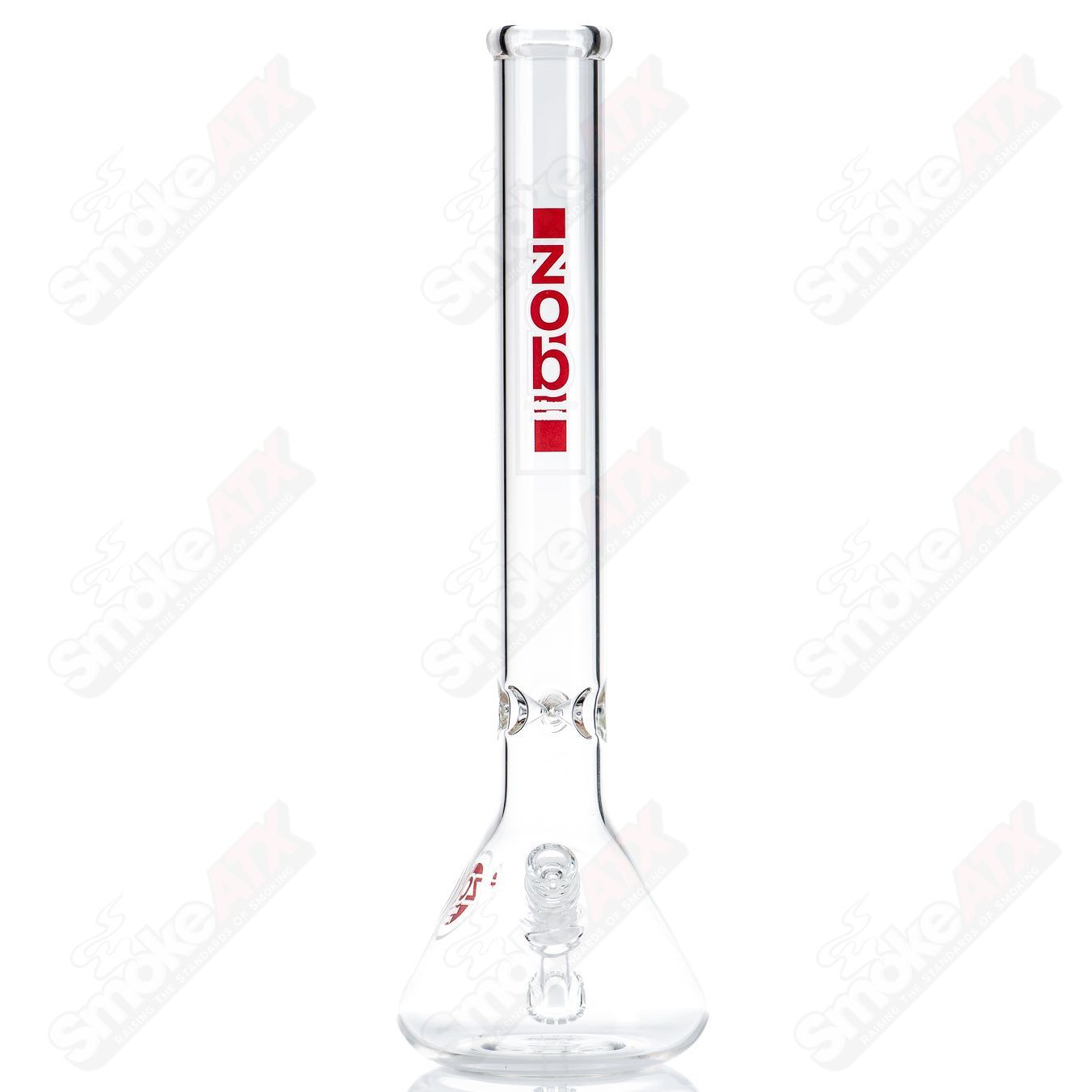 18" Fixed Flat Disc Beaker (Red/White) ZOB - Smoke ATX