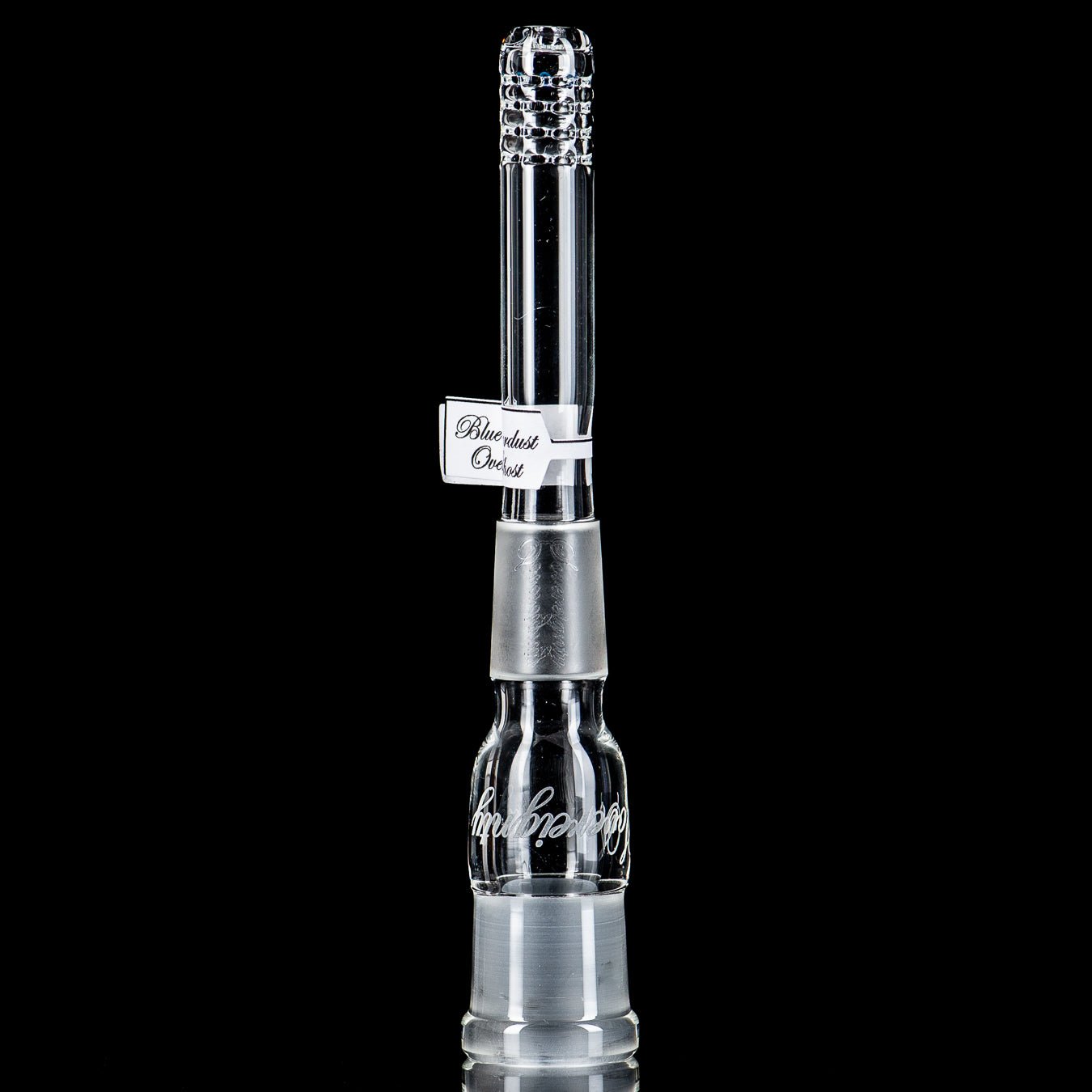 18/18mm 4" 180 Gridded Downstem (Blue Stardust over Ghost) Sovereignty Glass - Smoke ATX