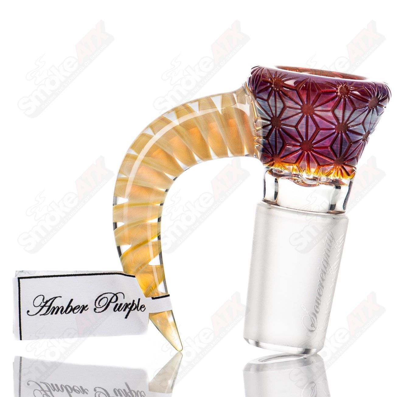 18mm  #1 Full Accent Slide w/Spiral Horn & Flame Polished Pattern Bowl (Amber Purple) Sovereignty