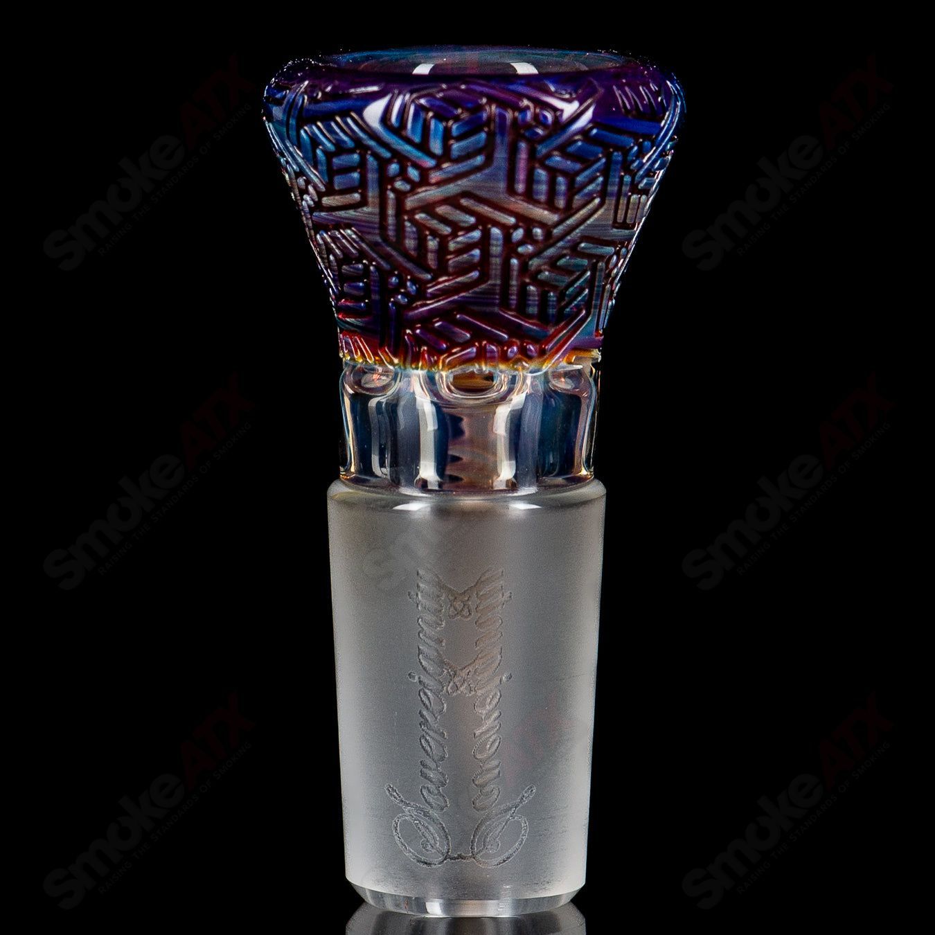 18mm  #2 Full Accent Slide w/Spiral Horn & Flame Polished Pattern Bowl (Amber Purple) Sovereignty