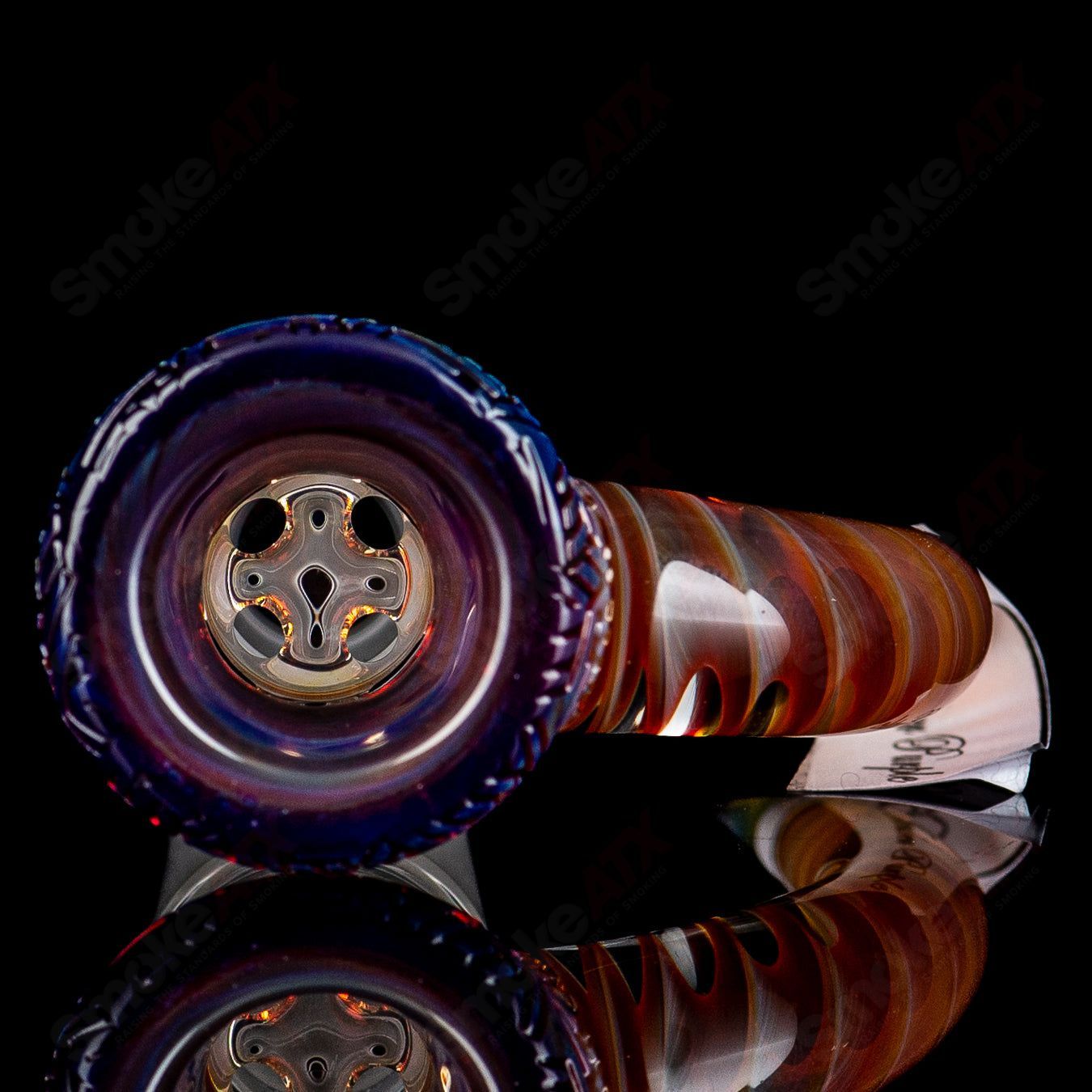 18mm  #2 Full Accent Slide w/Spiral Horn & Flame Polished Pattern Bowl (Amber Purple) Sovereignty
