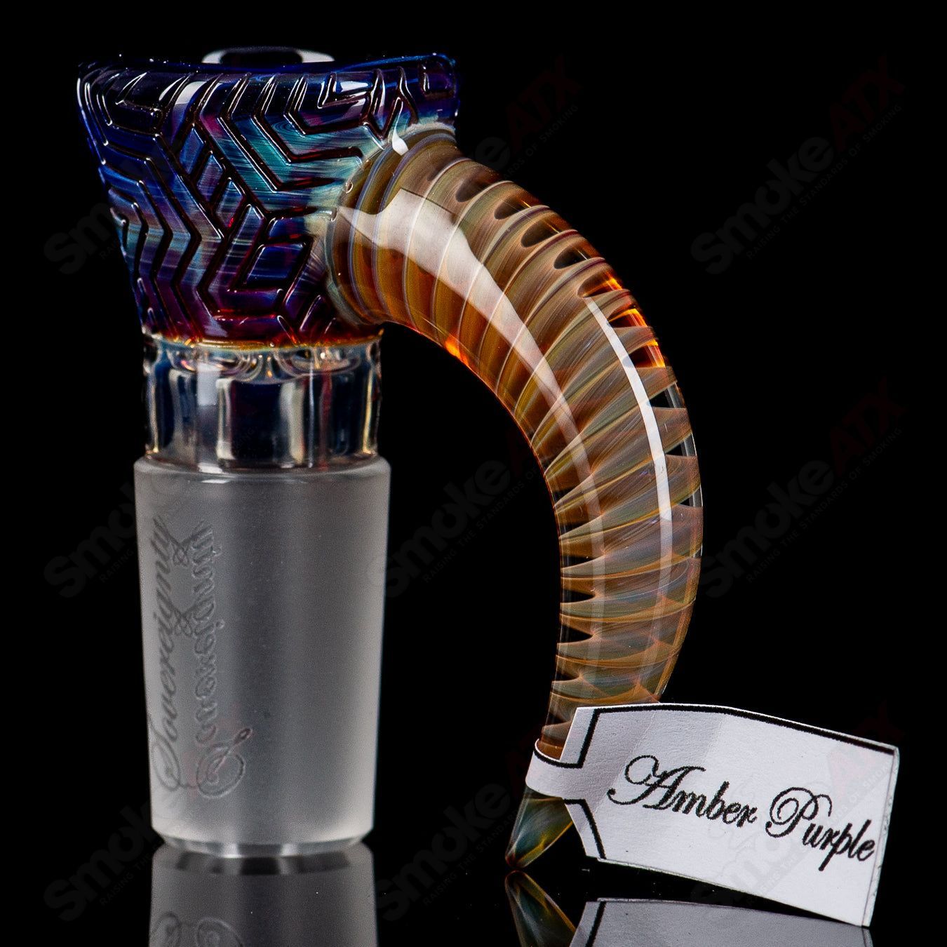 18mm  #3 Full Accent Slide w/Spiral Horn & Flame Polished Pattern Bowl (Amber Purple) Sovereignty