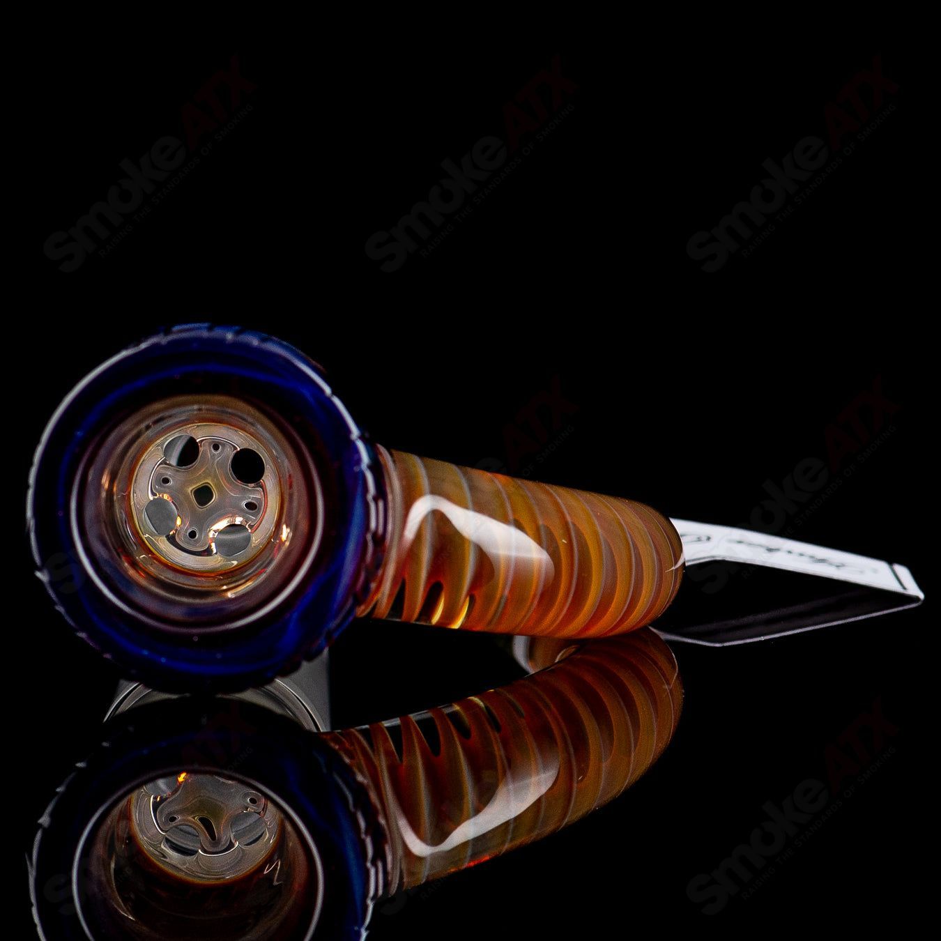 18mm  #3 Full Accent Slide w/Spiral Horn & Flame Polished Pattern Bowl (Amber Purple) Sovereignty