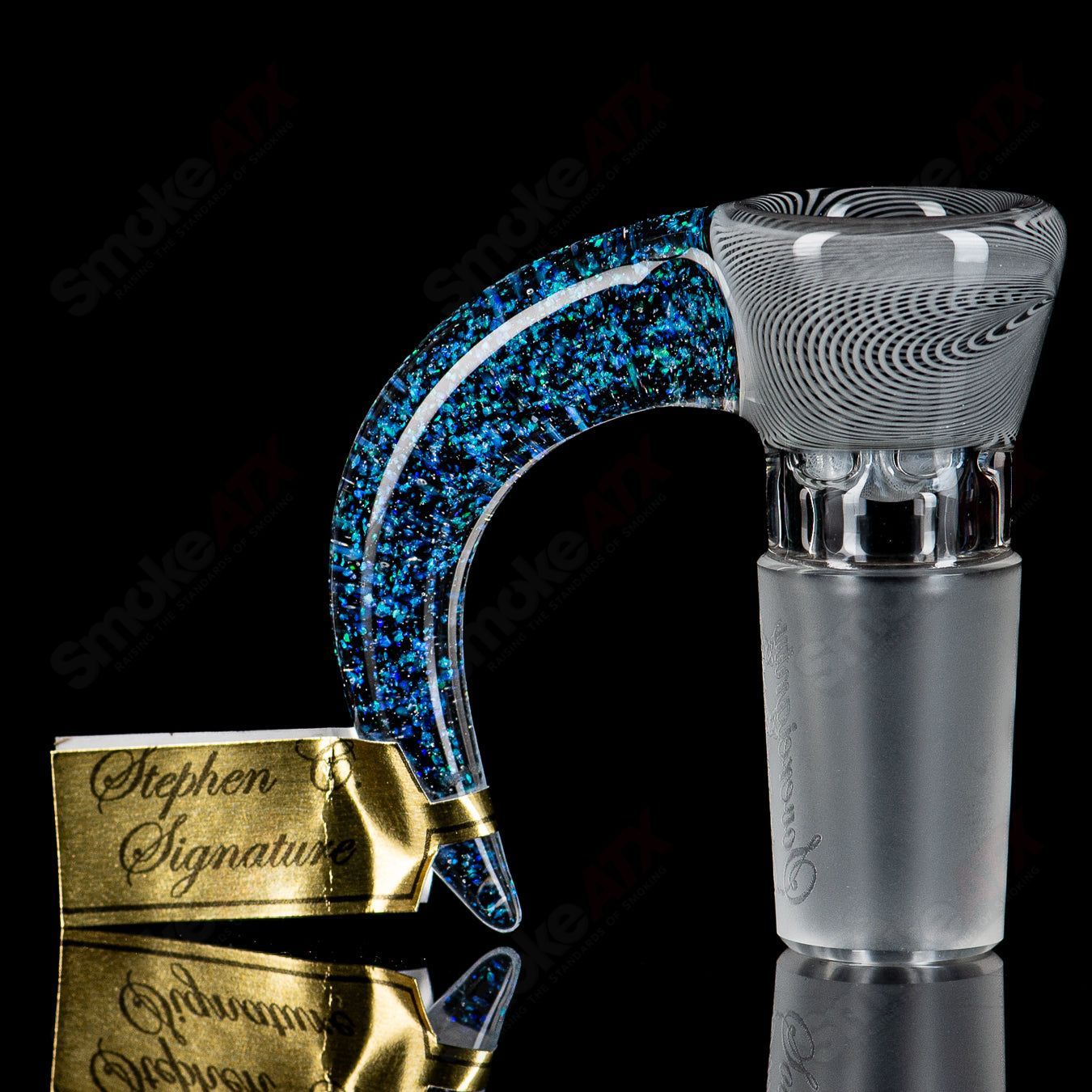 18mm Stephen C. Clear Joint Slide (Black & White Wig Wag Jail Bird) w/Crushed Opal Horn Sovereignty