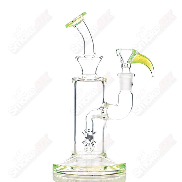 8in 14mm Rig w/ Flower Bowl (Green Slyme) Texas Tubes - Smoke ATX