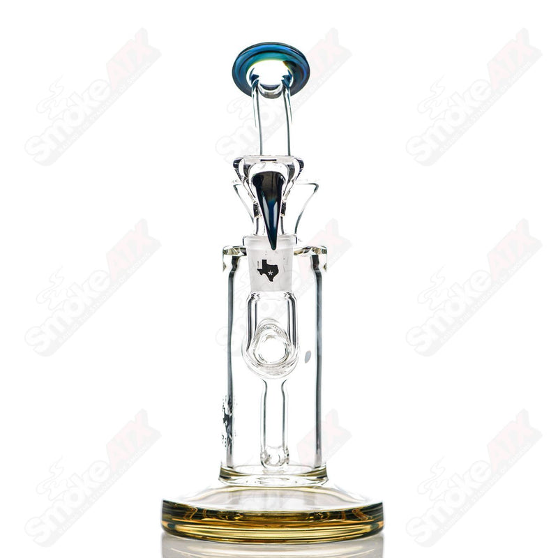 8in 14mm Rig w/ Flower Bowl (Blue-Green) Texas Tubes - Smoke ATX