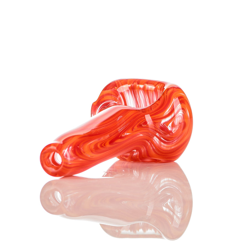 Color Worked Spoon (Red/Orange) Signed - JMK Glass - Smoke ATX