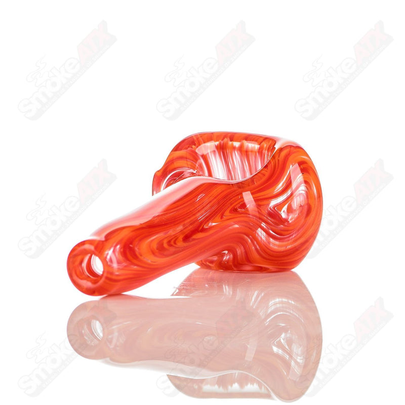 Color Worked Spoon (Red/Orange) Signed - JMK Glass - Smoke ATX