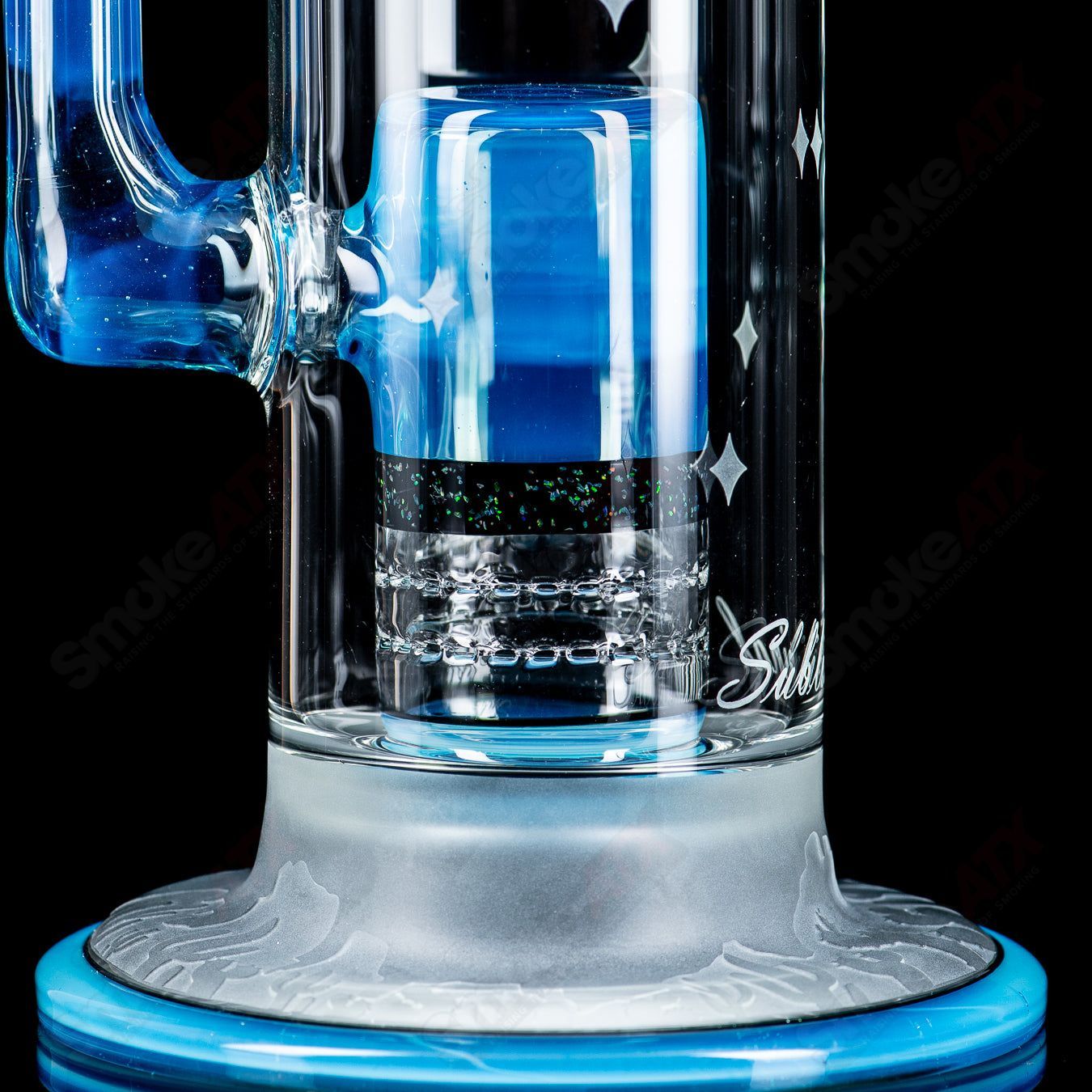 #1 Straight Tube w/ Gridded Percs by Subliminal Glass - Smoke ATX 