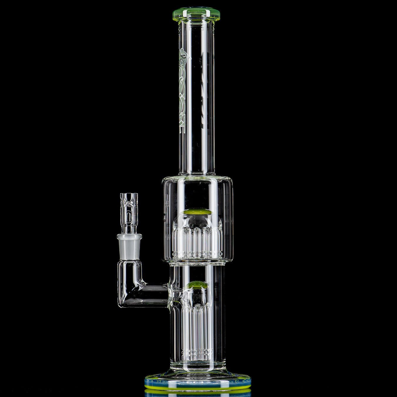 2 14mm Mini 7/13 Arm Perc w/ Colored Caps Toro Glass - Smoke ATX