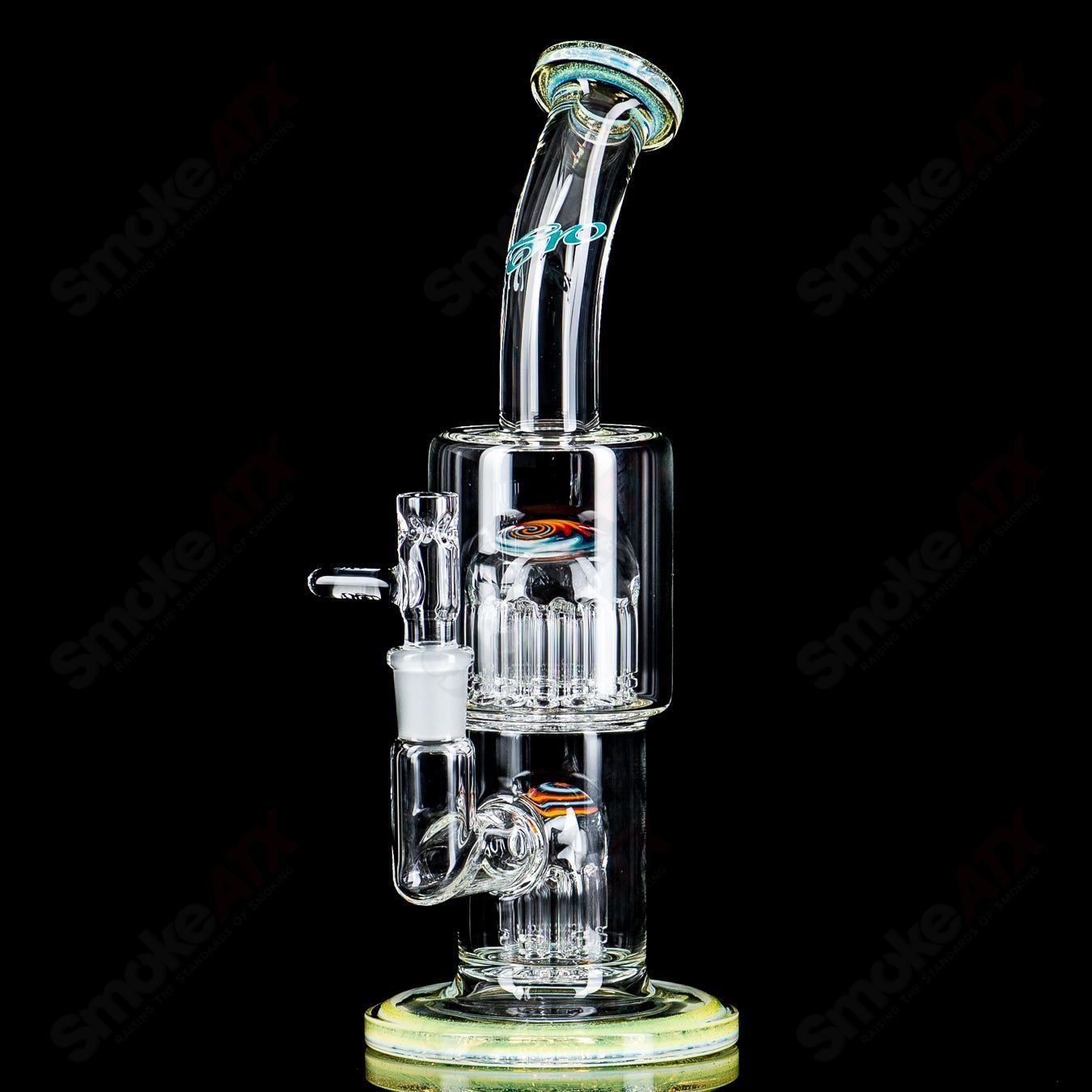 2 Double Micro 7/13 Arm Perc with worked sections by Toro Glass - Smoke ATX