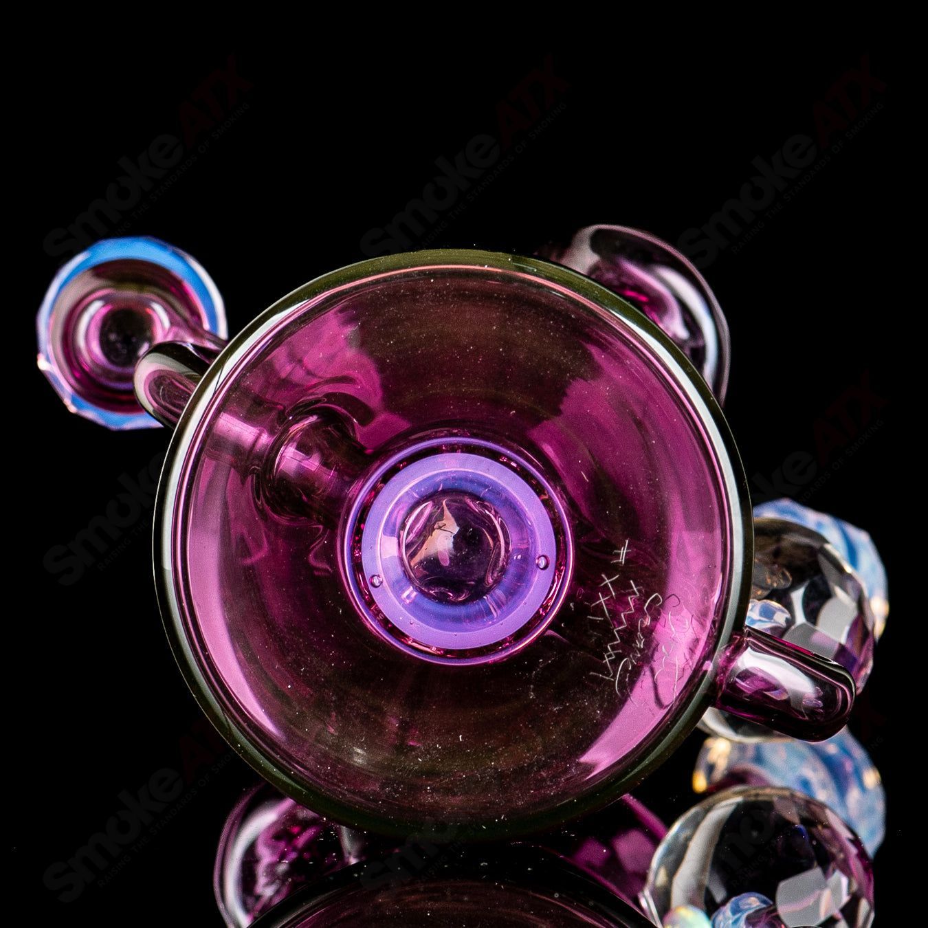 2 Faceted Two & Through Full - Size Recycler w/ Opal by Captn Chronic - Smoke ATX