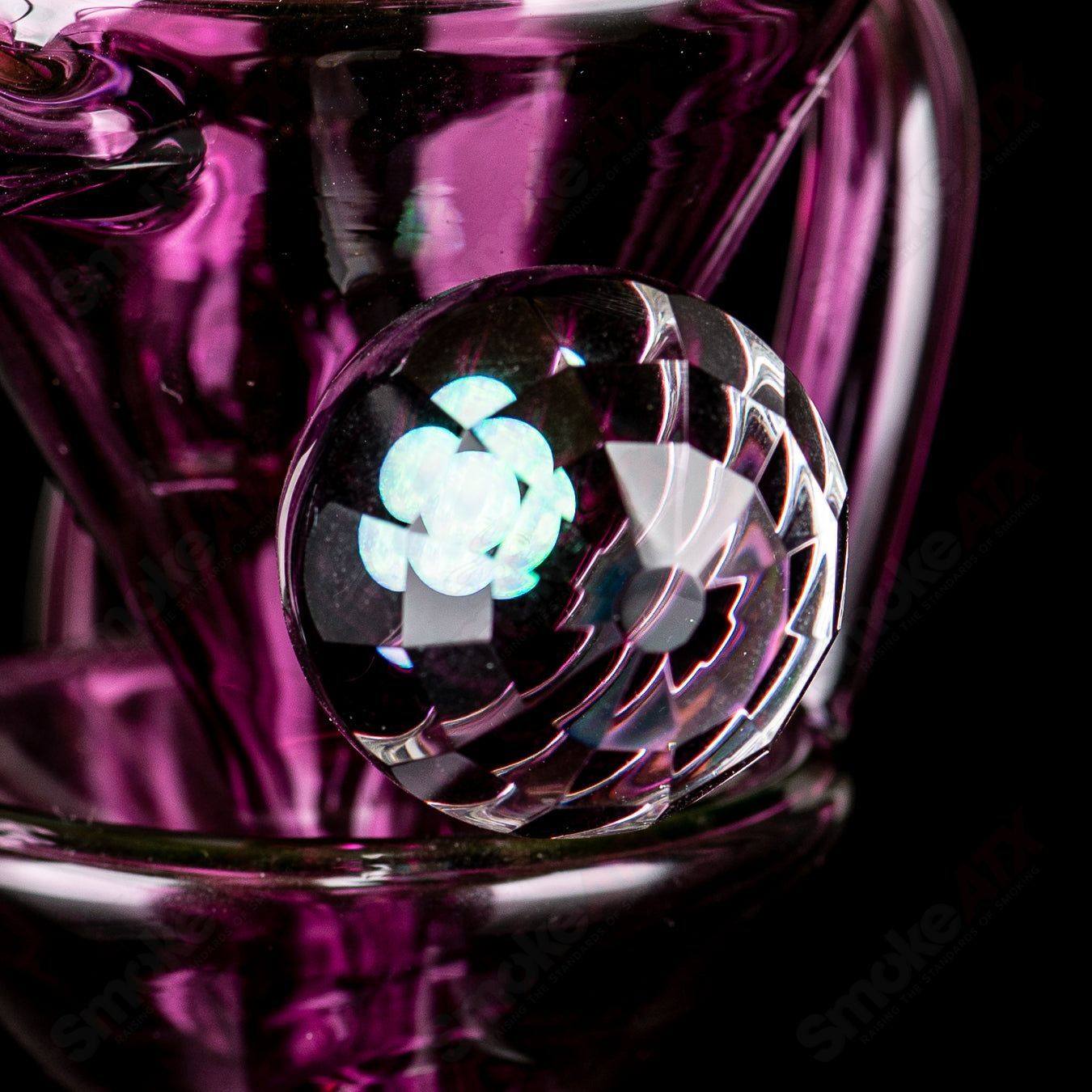 2 Faceted Two & Through Full - Size Recycler w/ Opal by Captn Chronic - Smoke ATX