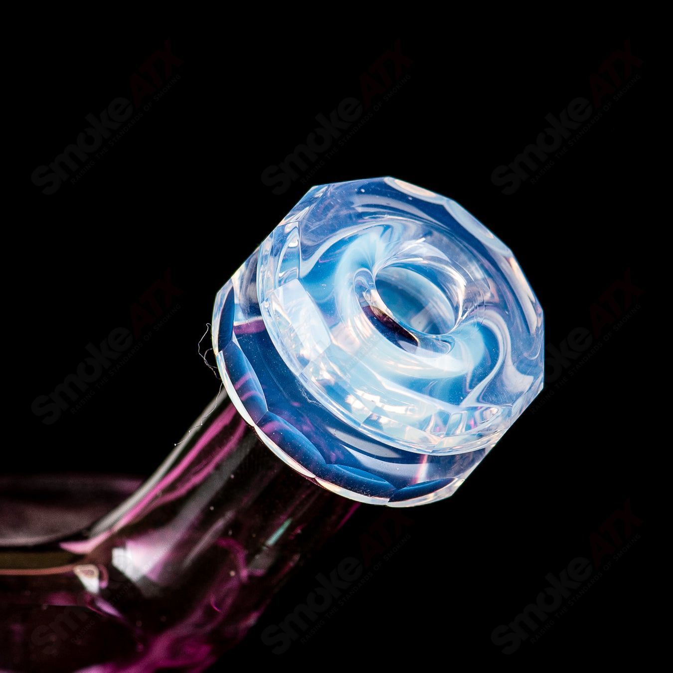 2 Faceted Two & Through Full - Size Recycler w/ Opal by Captn Chronic - Smoke ATX