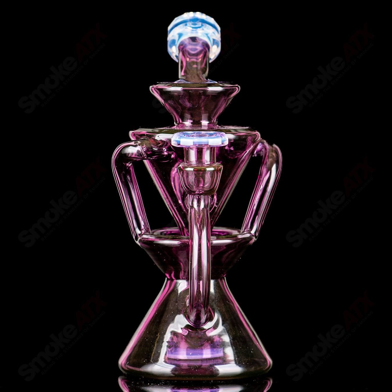 2 Faceted Two & Through Full - Size Recycler w/ Opal by Captn Chronic - Smoke ATX