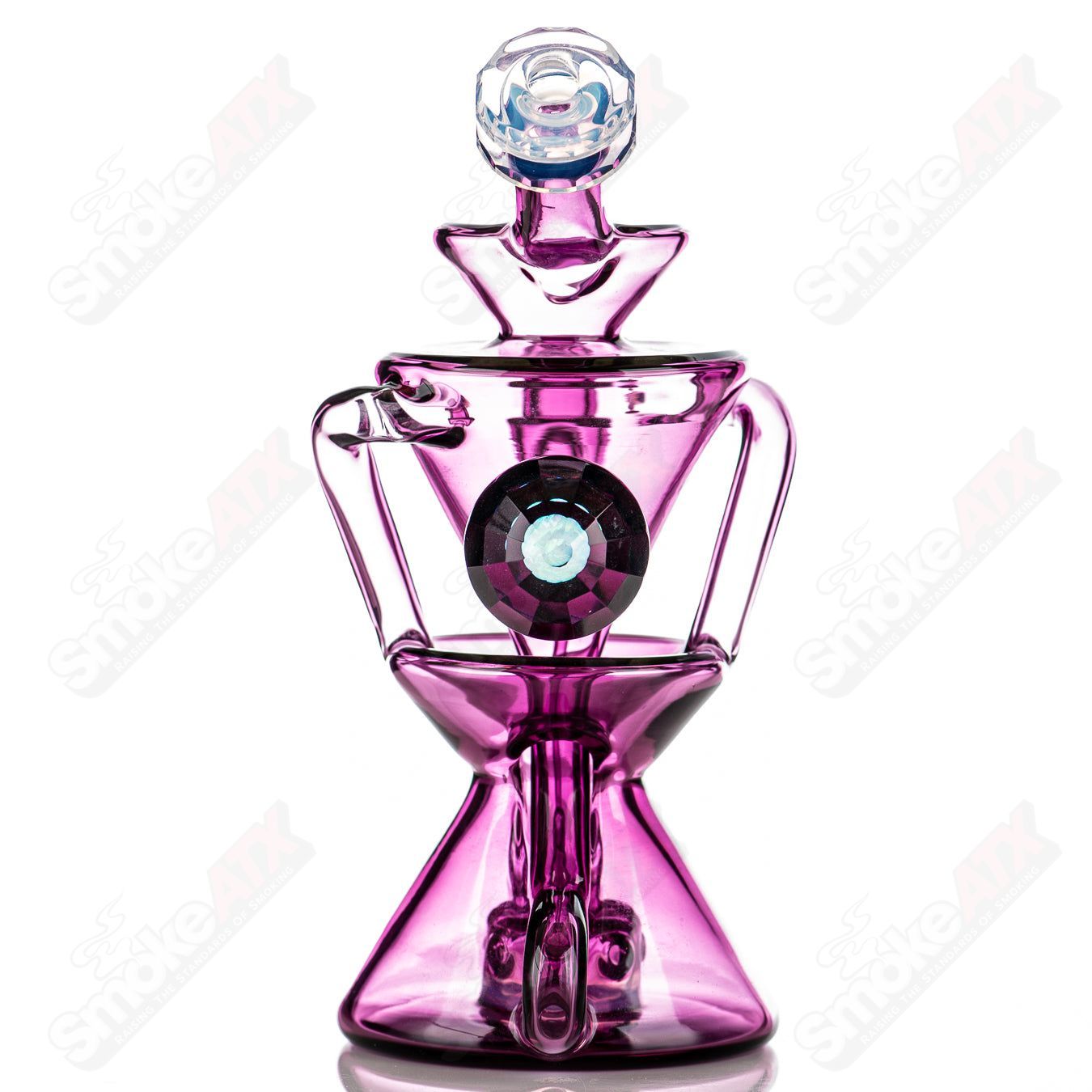 2 Faceted Two & Through Full - Size Recycler w/ Opal by Captn Chronic - Smoke ATX
