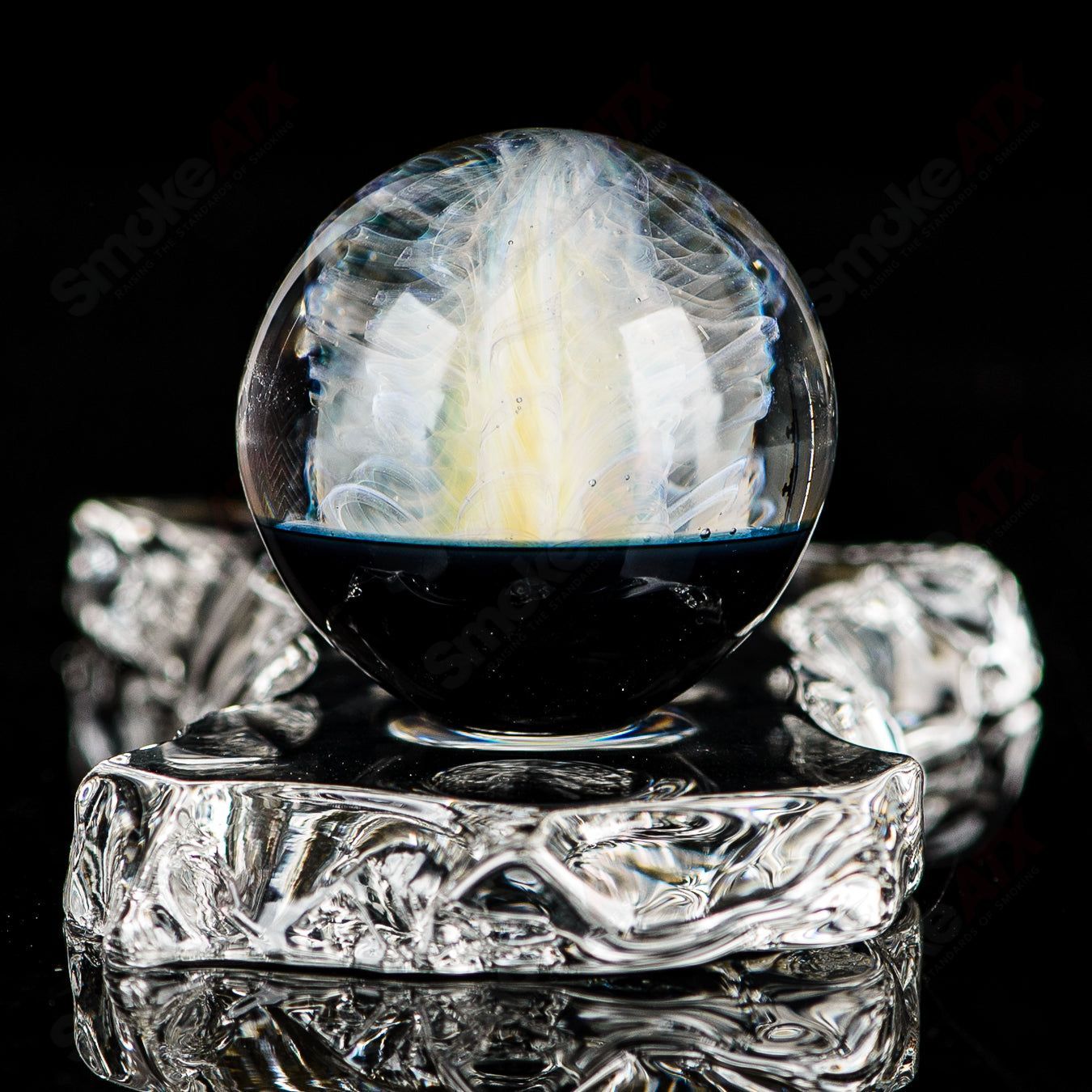 2 Fume Latticino Marble Signed - JMK Glass - Smoke ATX