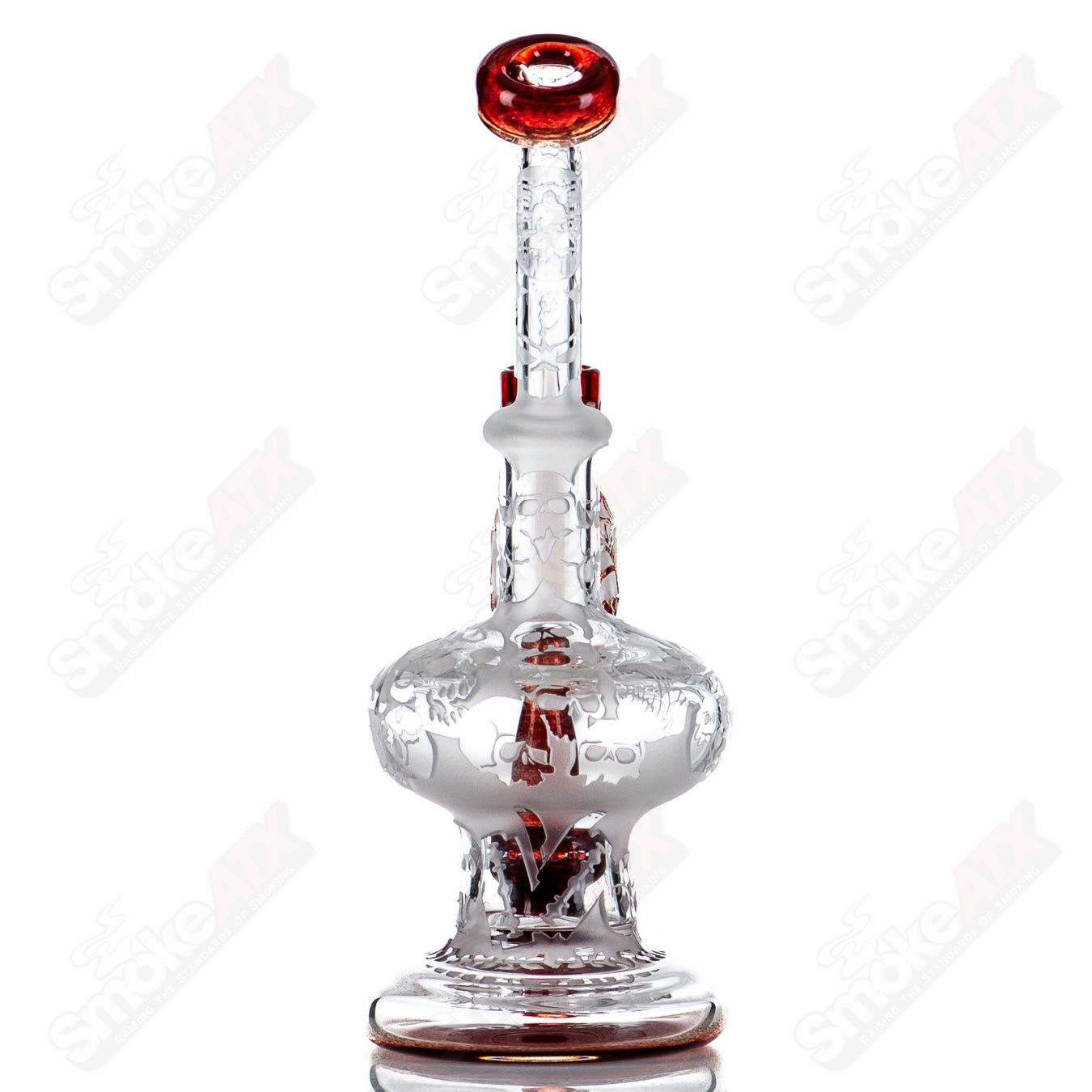 2 Image Blasted Tube by Long Island Glass - Smoke ATX