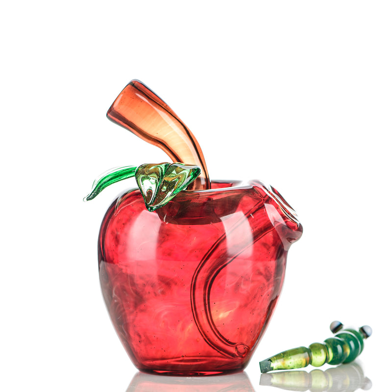 Red Apple Rig w/ Worm Dabber Pouch Glass - Smoke ATX