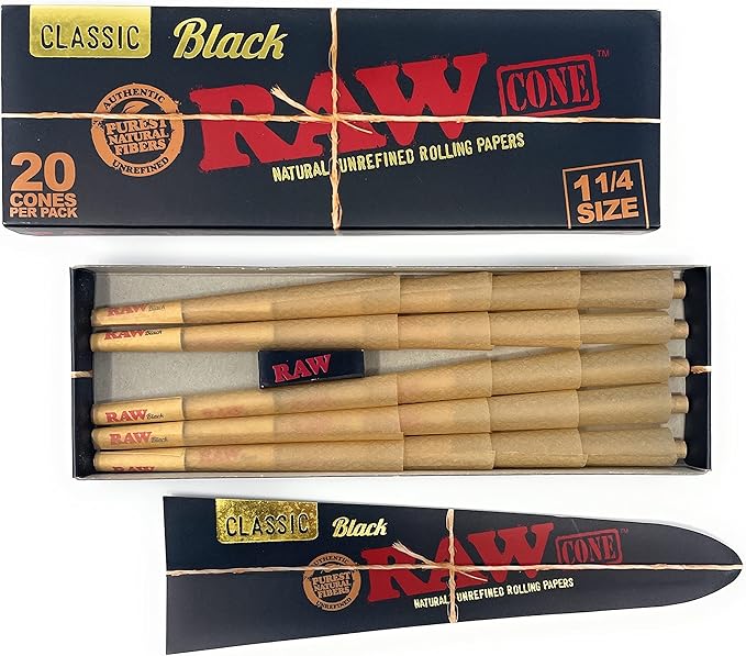 20pk RAW Black Cones 1 1/4 - Smoke ATX