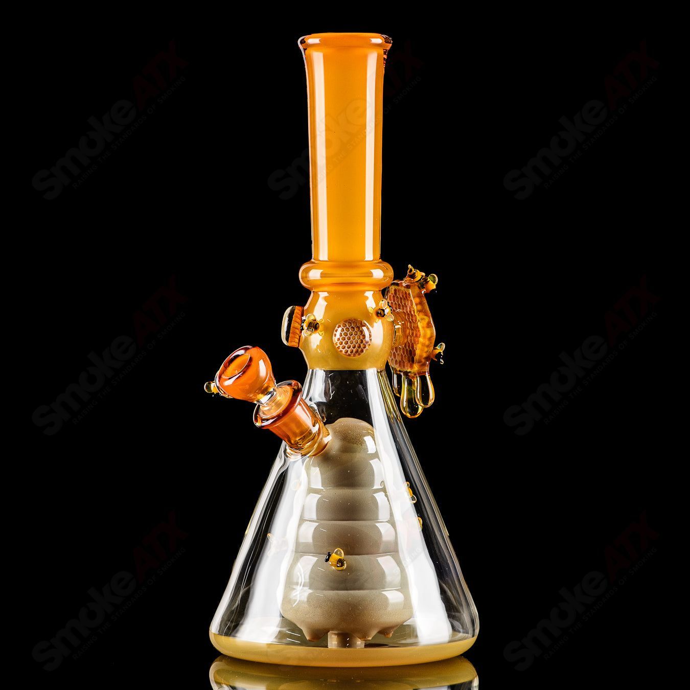 Worked Bee Hive Beaker By Joe P Glass - Smoke ATX