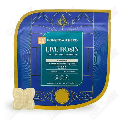 250mg Blue Dream Live Rosin D9 Gummies Hometown Hero - Smoke ATX