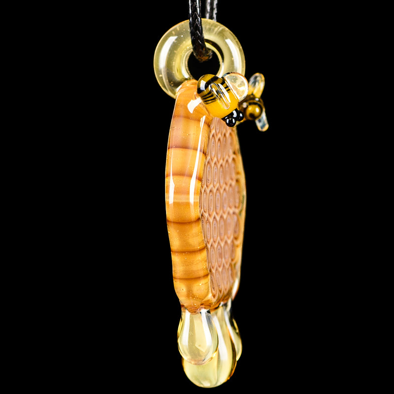 3" Large Honeycomb Drip Pendant w/ Custom Millifiori Joe P Glass - Smoke ATX
