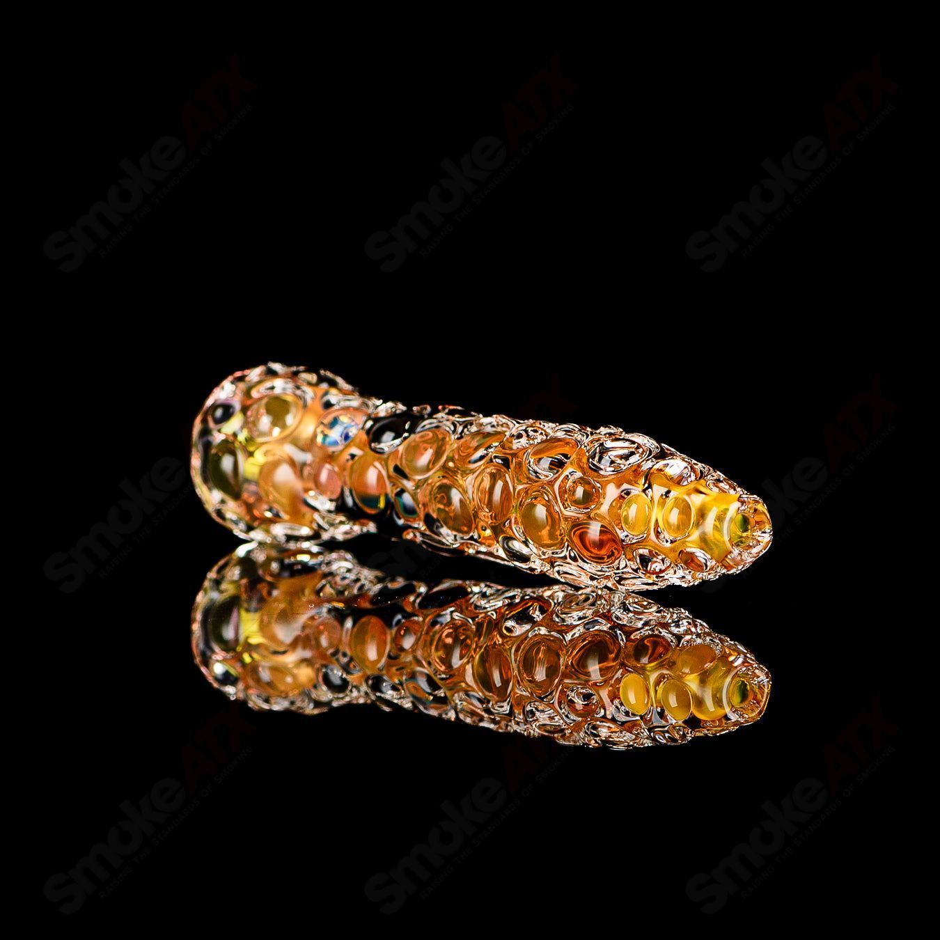Fumed Hobnail Chillum w/ Black Dot Signed - JMK Glass - Smoke ATX