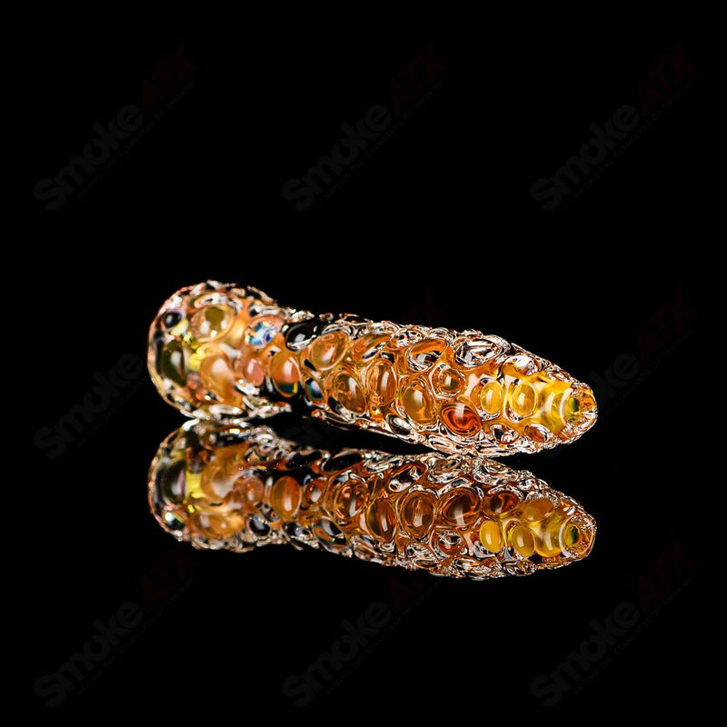Fumed Hobnail Chillum w/ Black Dot Signed - JMK Glass - Smoke ATX