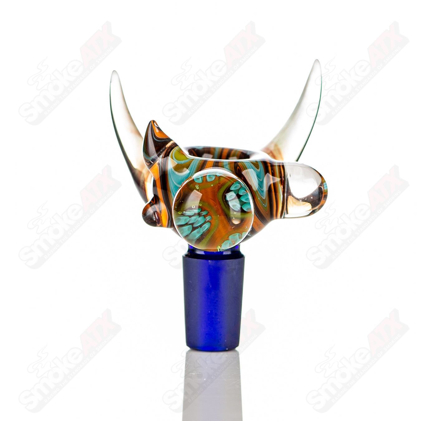 #5 14mm Full Color Worked Horn Milli Bowl JMass - Smoke ATX