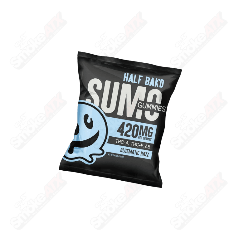 2pk 420mg Bluematic Razz SUMO Gummies (THC - A/THC - P/D8) Half Bak'd - Smoke ATX