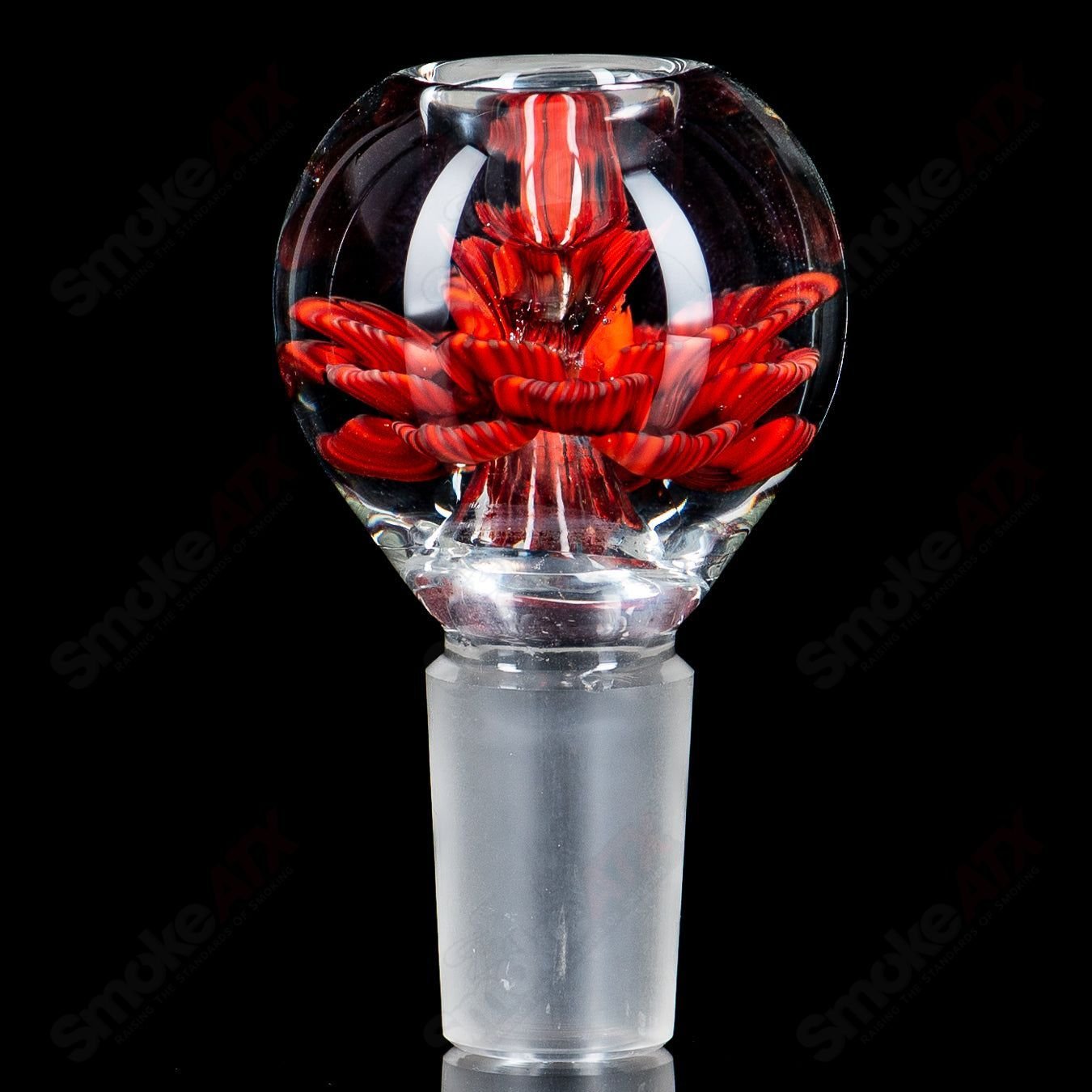 3 18mm Flower Marble Bowl by Swan Glass - Smoke ATX
