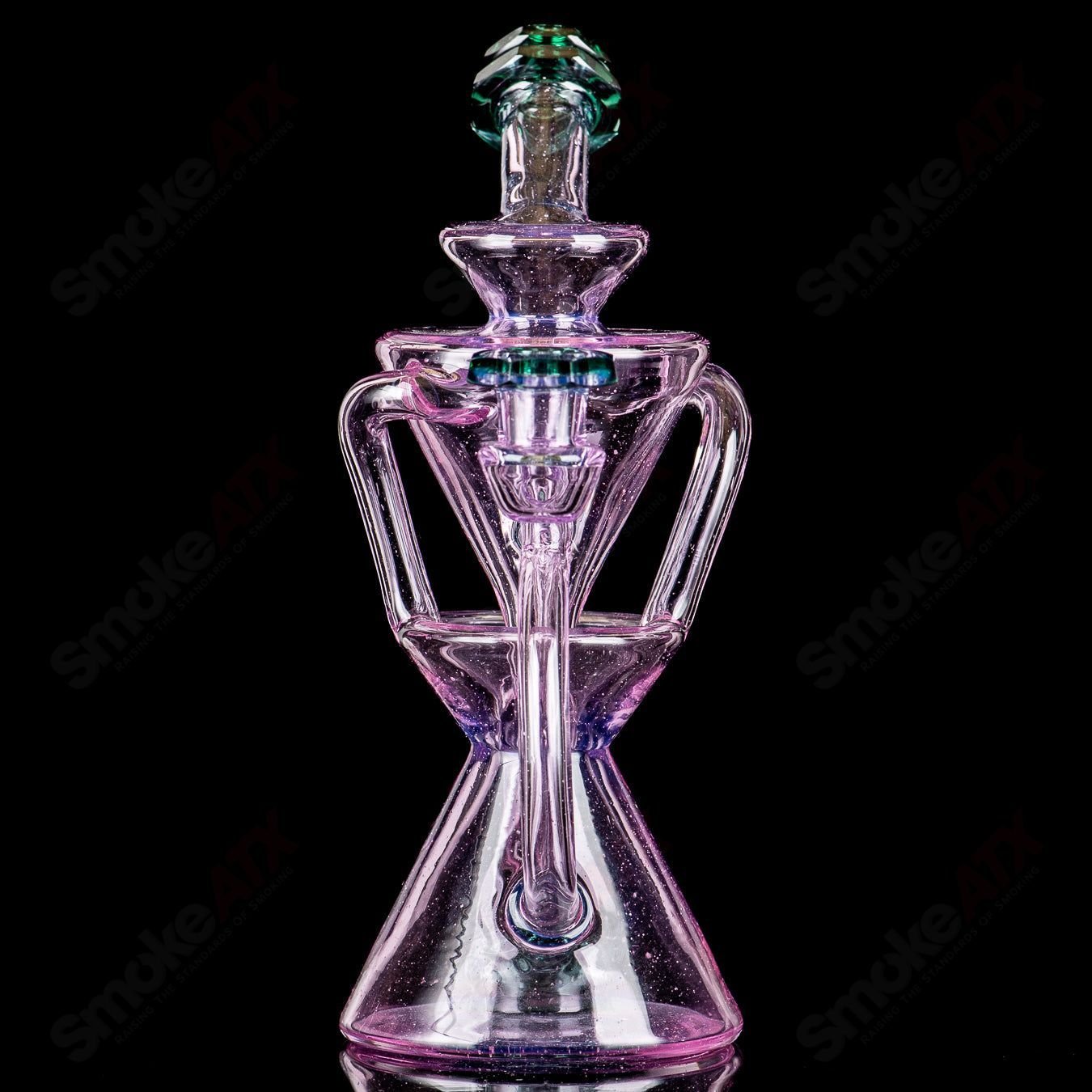 3 Faceted Two & Through Full - Size Recycler w/ Opal by Captn Chronic - Smoke ATX