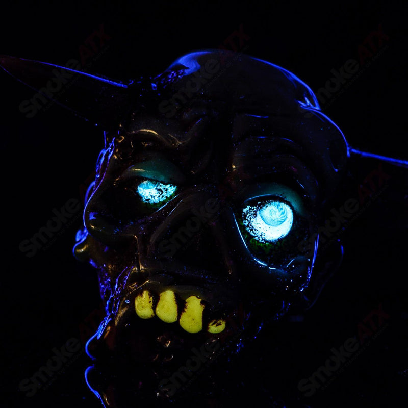 Zombie Head Spoon w/ Glow Eyes Ghost Glass - Smoke ATX