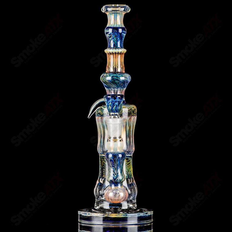 Cobalt Worked Honeycomb to Inline Waterpipe Tagle Glass - Smoke ATX
