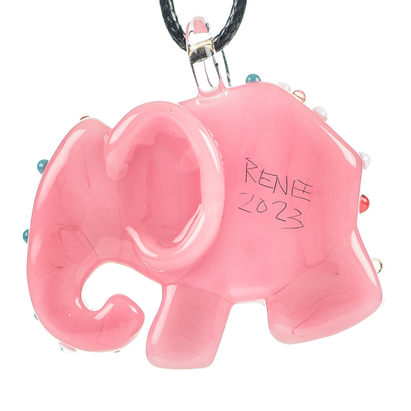 Large Pink Animal Cookie Pendant w UV Dots Renee Patula - Smoke ATX
