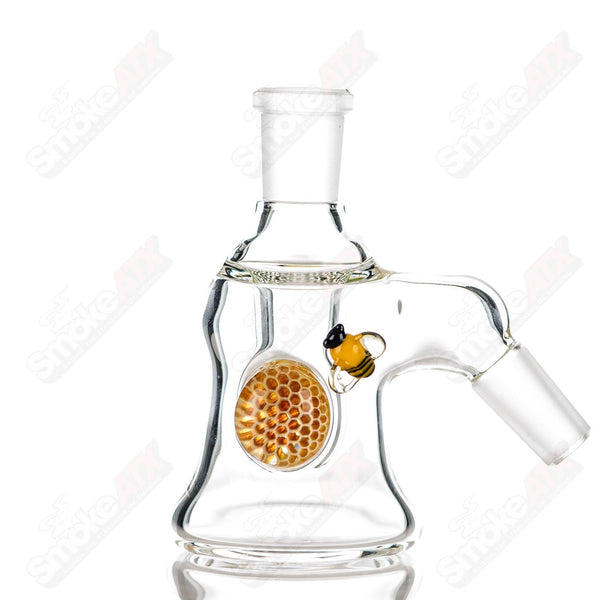 14/45 Clear Dry Catcher w Honeycomb + Bee Joe P Glass - Smoke ATX