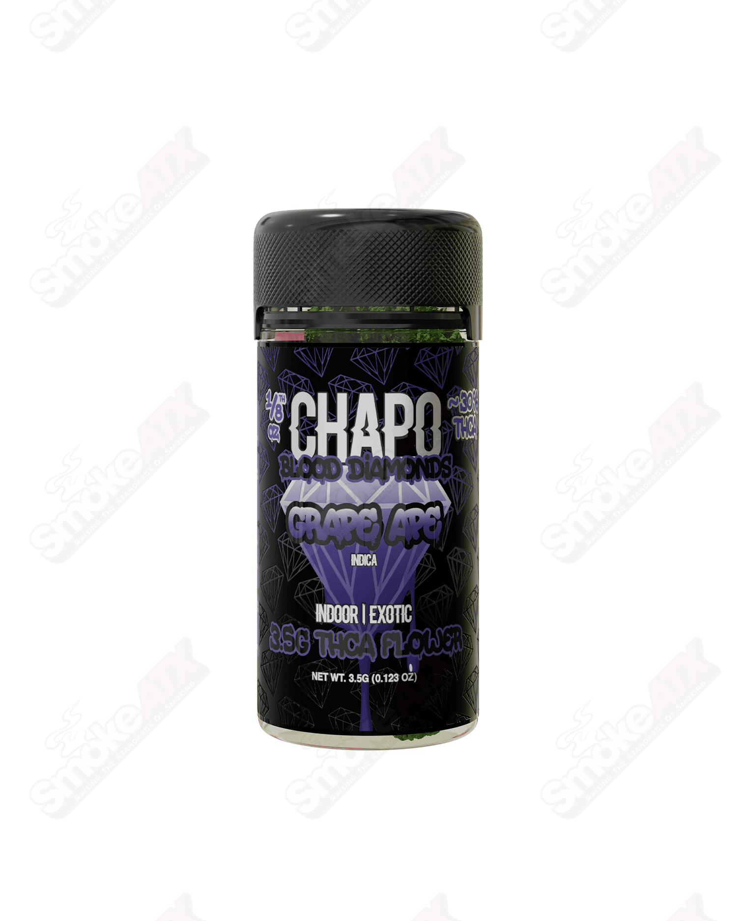 3.5g Grape Ape Indica Premium THCa Flower Chapo - Smoke ATX